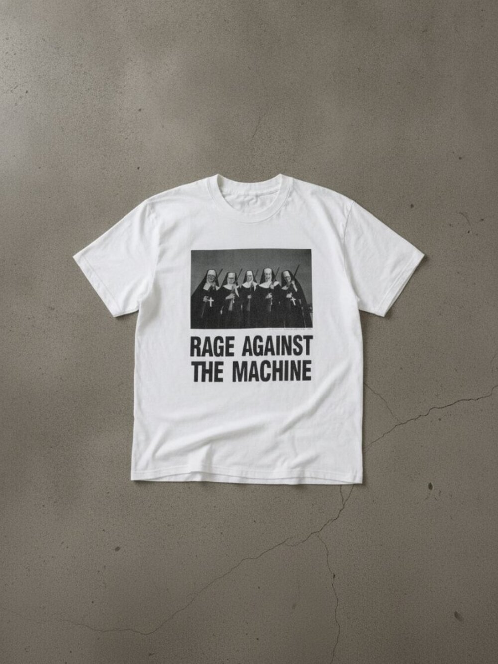 Rage Against The Machine Graphic T-Shirt Funny Nun Parody Rock Band Tee